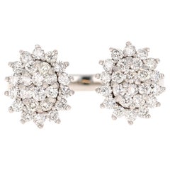 Anillo puño racimo diamante natural 0.74 quilates oro blanco