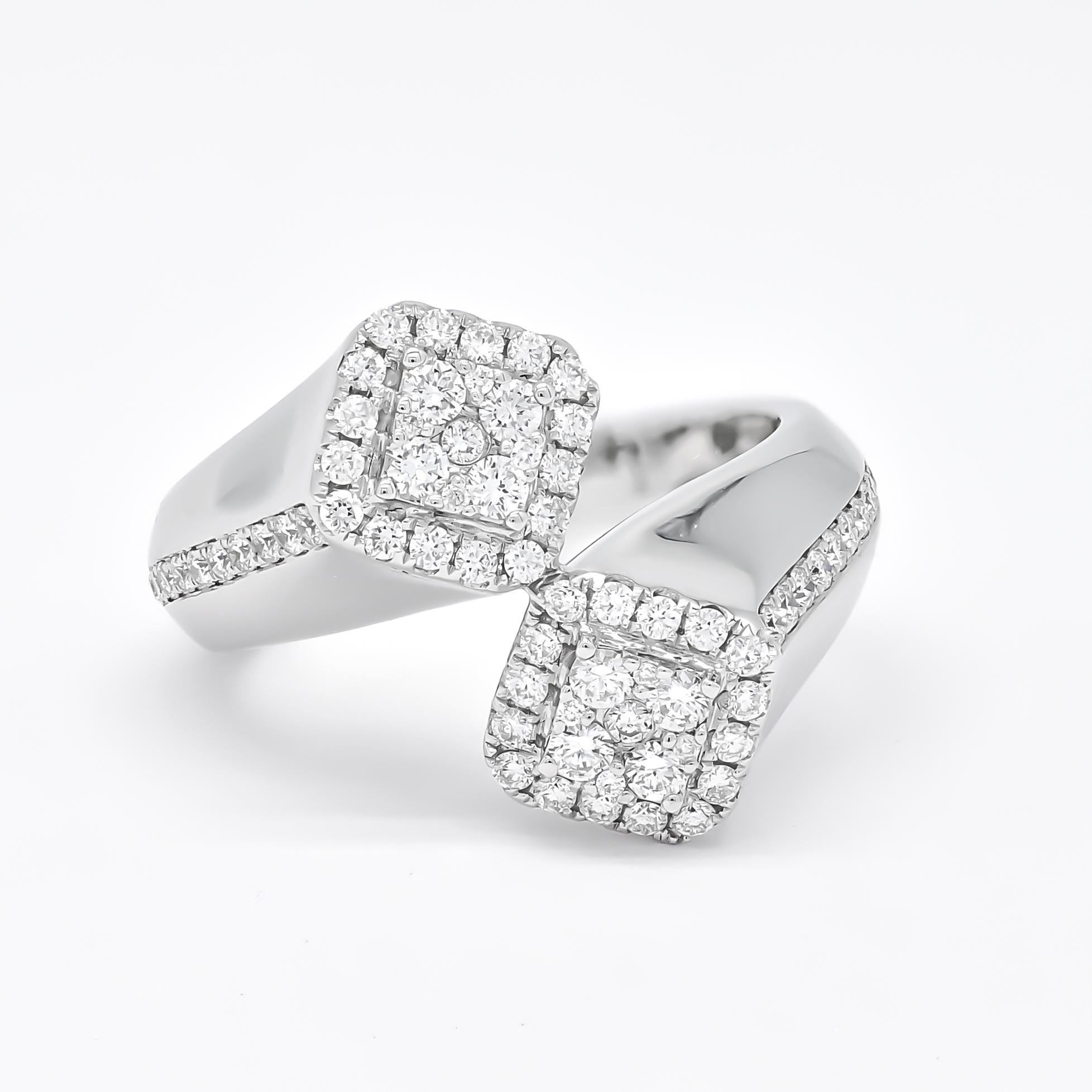 Art Deco Natural Diamond 0.74 carats 18KT White Gold Exclusive Statement Ring For Sale