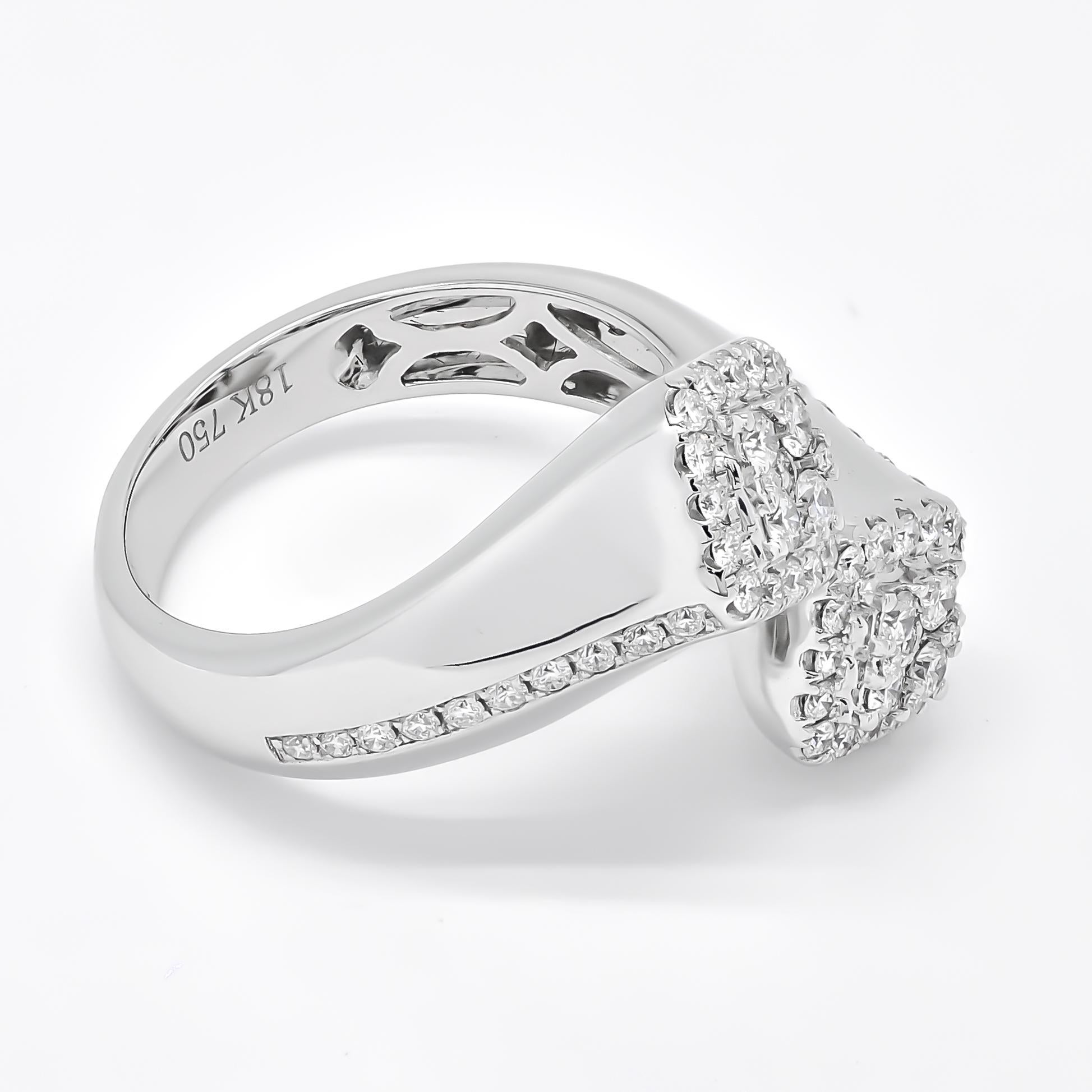 Round Cut Natural Diamond 0.74 carats 18KT White Gold Exclusive Statement Ring For Sale