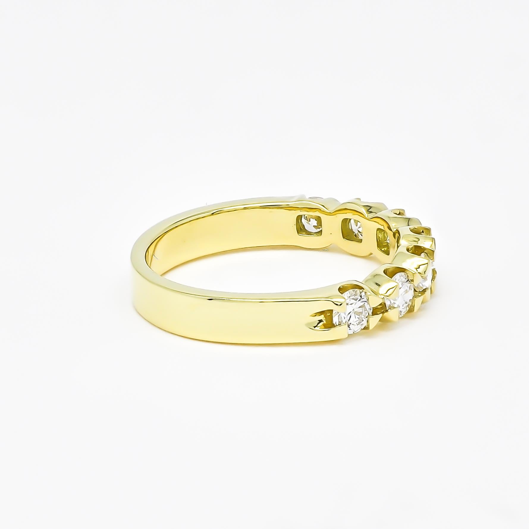Modern Natural Diamond 0.77 Carats 18KT White Gold 7 Solitaire Half Eternity Band For Sale