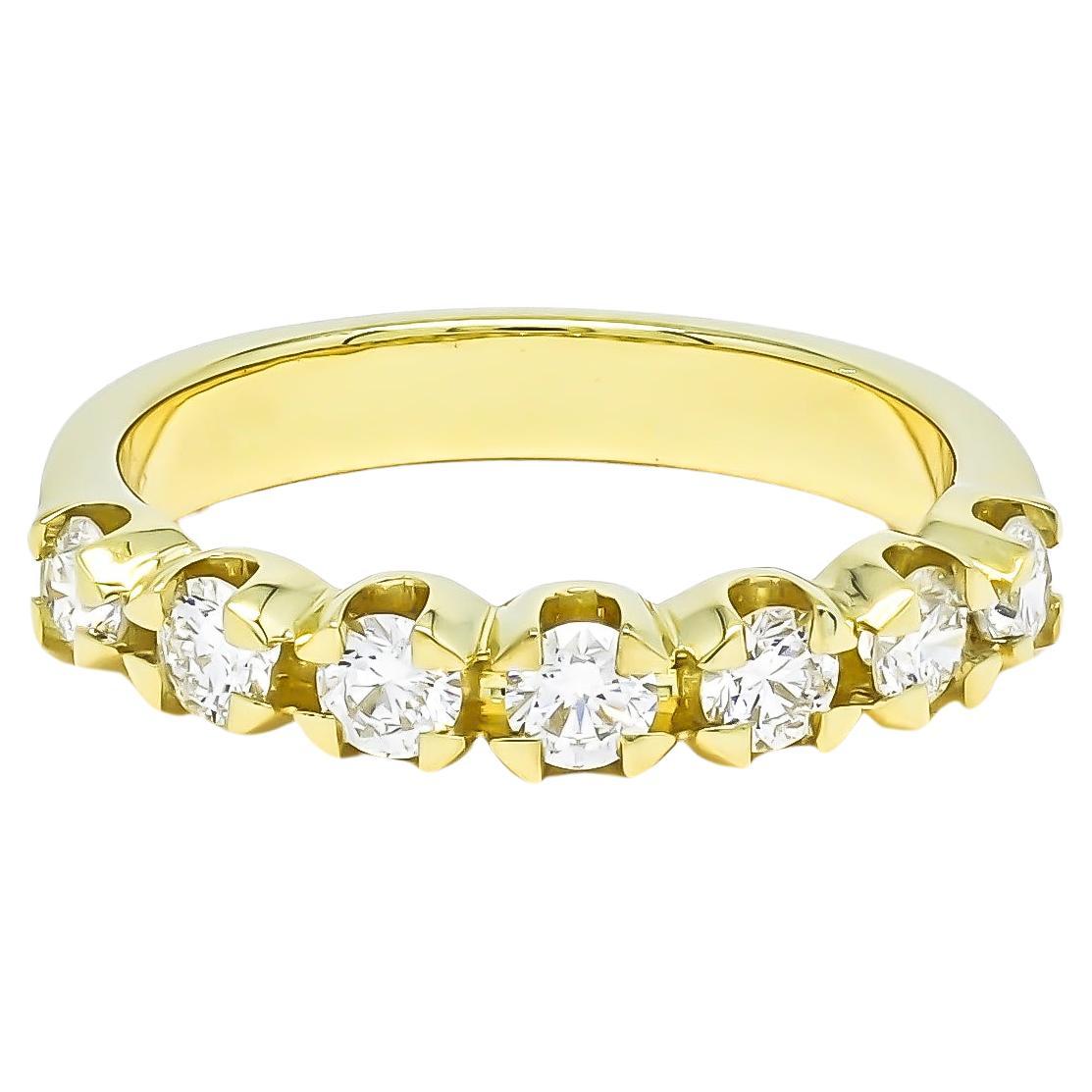 Natural Diamond 0.77 Carats 18KT White Gold 7 Solitaire Half Eternity Band