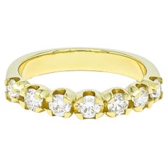 Natural Diamond 0.77 Carats 18KT White Gold 7 Solitaire Half Eternity Band
