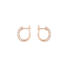 Natural Diamond 0.77CT 18 Karat Rose Gold Small Pavé Hoop Huggies Earrings