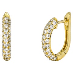 Naturdiamant 0.78CT 18Karat Gelbgold Kleine Pavé Huggies