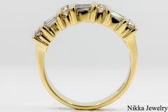 Natural Diamond 0.80 Carat Baguette Round Cut 14 Karat Yellow Gold Band Ring