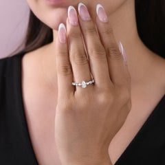 Pear Solitaire Diamond Engagement Ring 0.80 ct 18k White Gold Bridal Gift