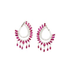 Boucle d'oreille en or 18k diamant Nature 0.82cts & Rubis 5.08cts