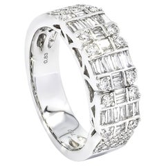Anillo de Aniversario Eternidad Racimo Diamante Natural 0,83 quilates Oro Blanco 18KT