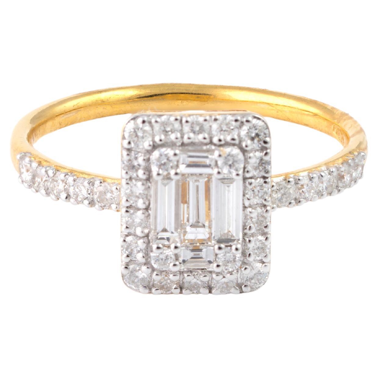 Bague en or 18 carats avec diamants naturels de 0,84 carat et 2,73 g