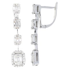Diamante naturale da 0,87 carati in oro bianco 18KT - Dondoli a grappolo