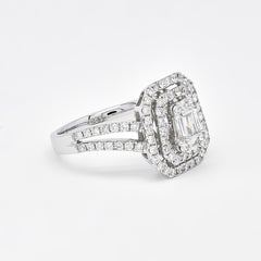 Natural Diamond 0.92 carats 18KT White Gold Cluster Halo Anniversary Ring