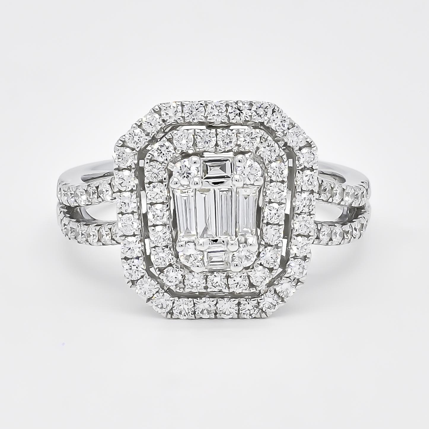 Moderne Bague d'anniversaire en or blanc 18 carats sertie d'un diamant naturel de 0,92 carat en vente