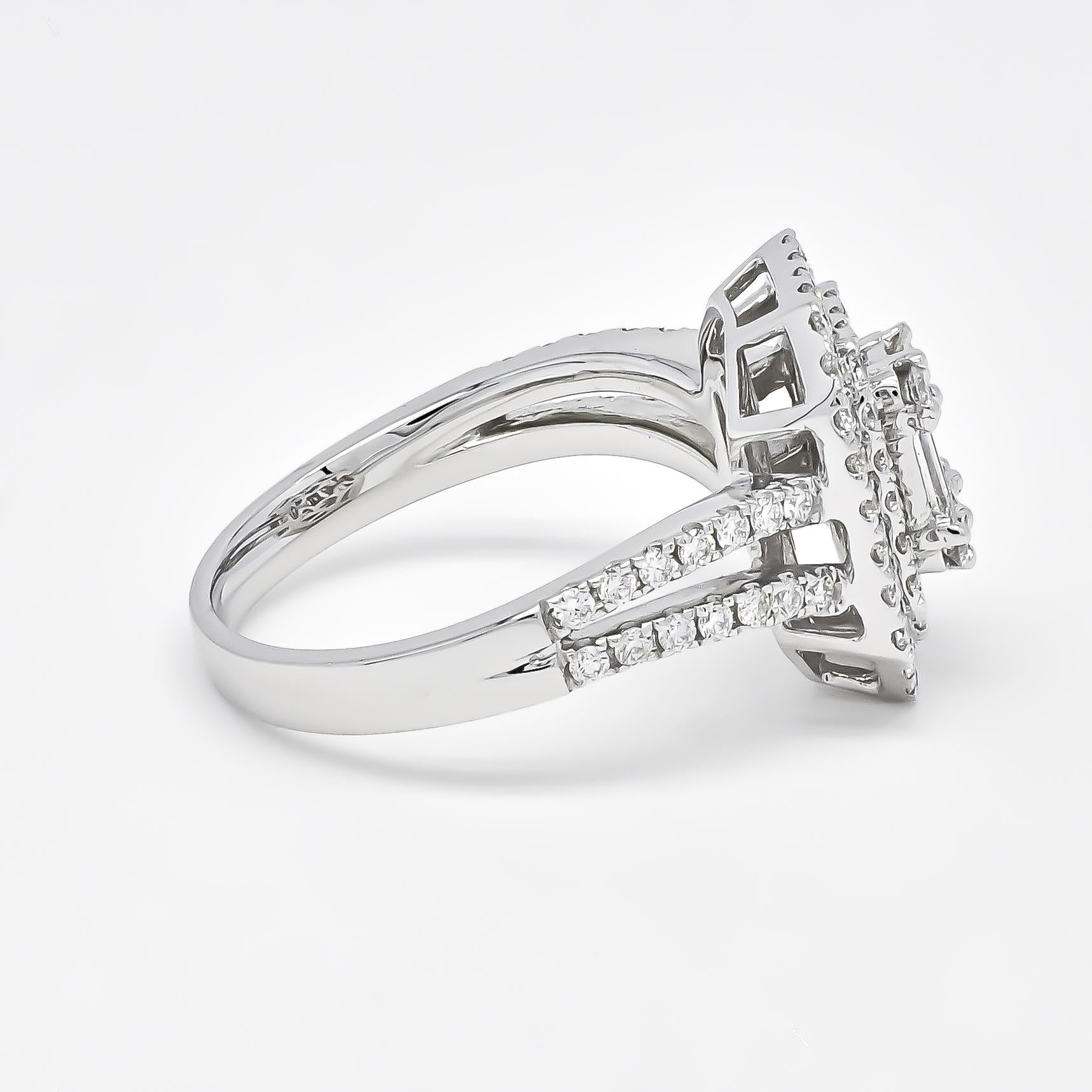 Taille brillant Bague d'anniversaire en or blanc 18 carats sertie d'un diamant naturel de 0,92 carat en vente