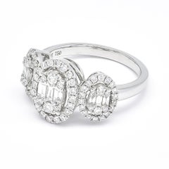 Natural Diamond 0.92 carats 18KT White Gold Statement Engagement Ring