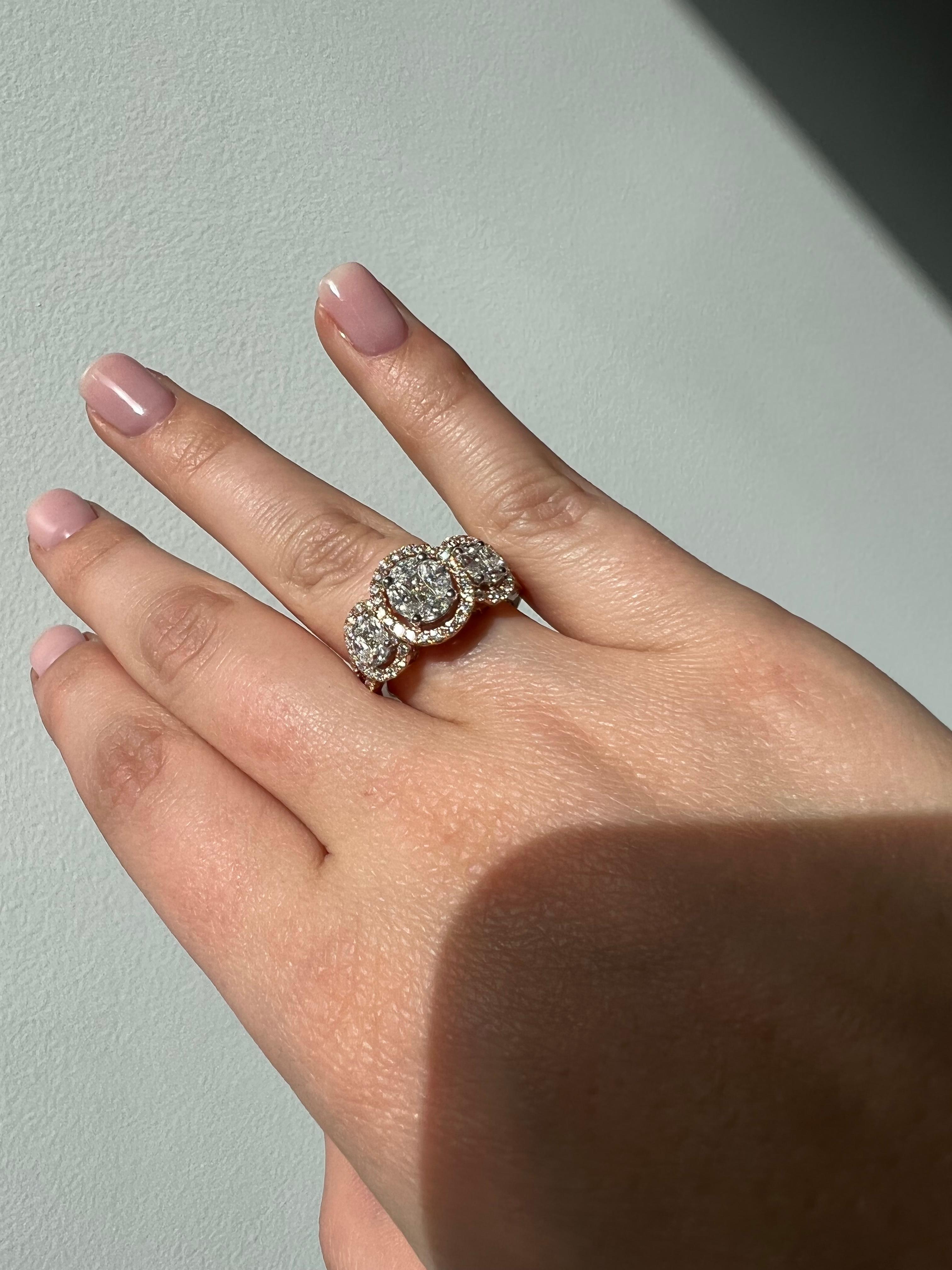 Bague de fiançailles fantaisie en or blanc 18 carats avec diamant naturel 0,92 carat Unisexe en vente