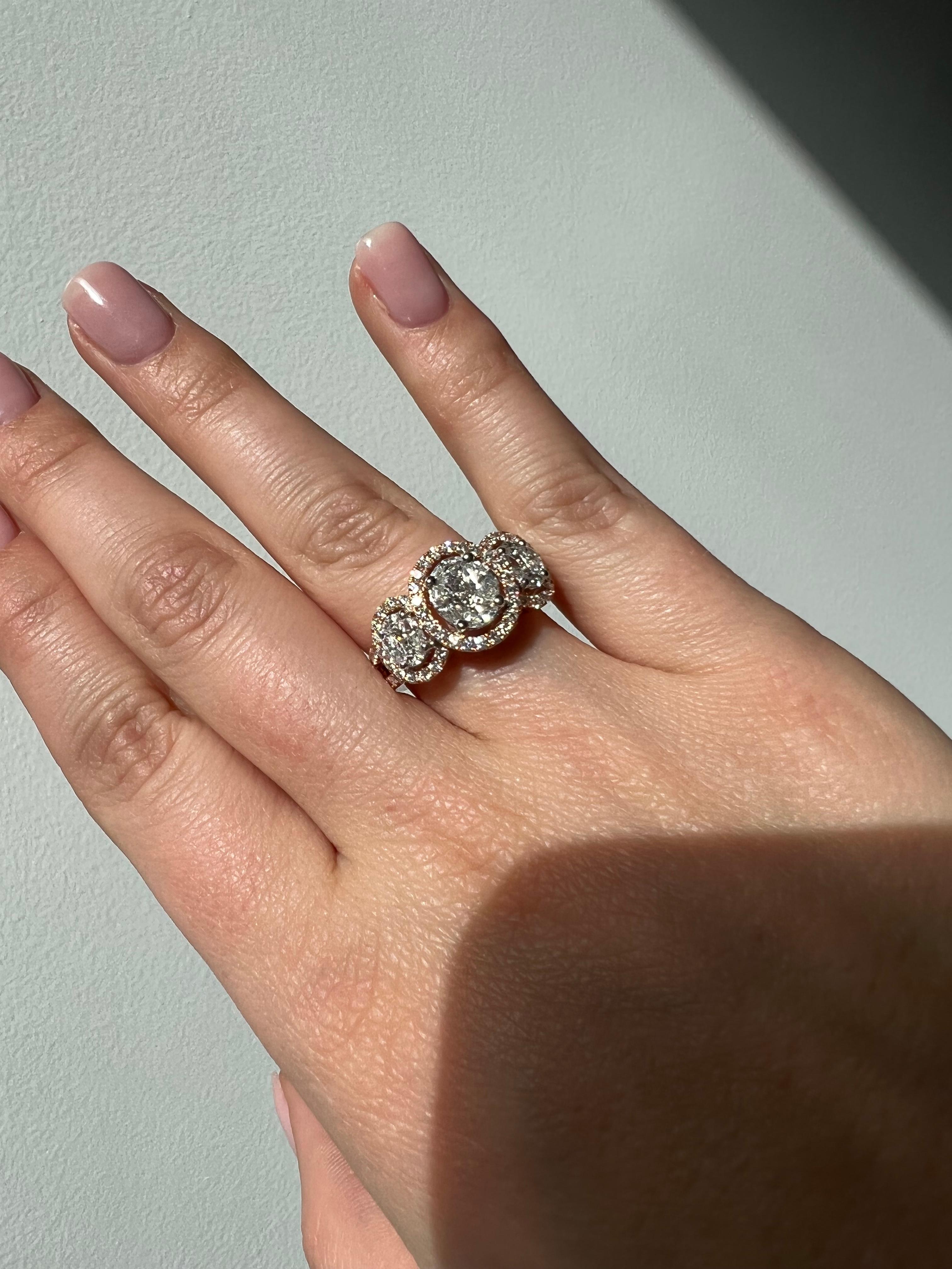 For Sale:  Natural Diamond 0.92 carats 18KT White Gold Statement Engagement Ring 8