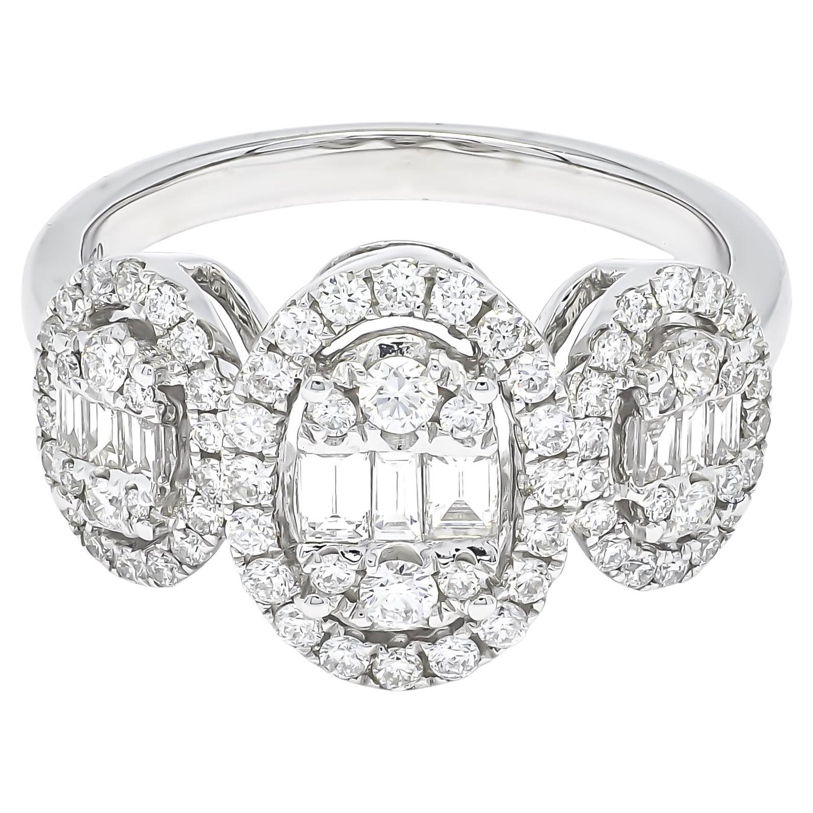 Bague de fiançailles fantaisie en or blanc 18 carats avec diamant naturel 0,92 carat
