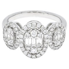 Bague de fiançailles fantaisie en or blanc 18 carats avec diamant naturel 0,92 carat