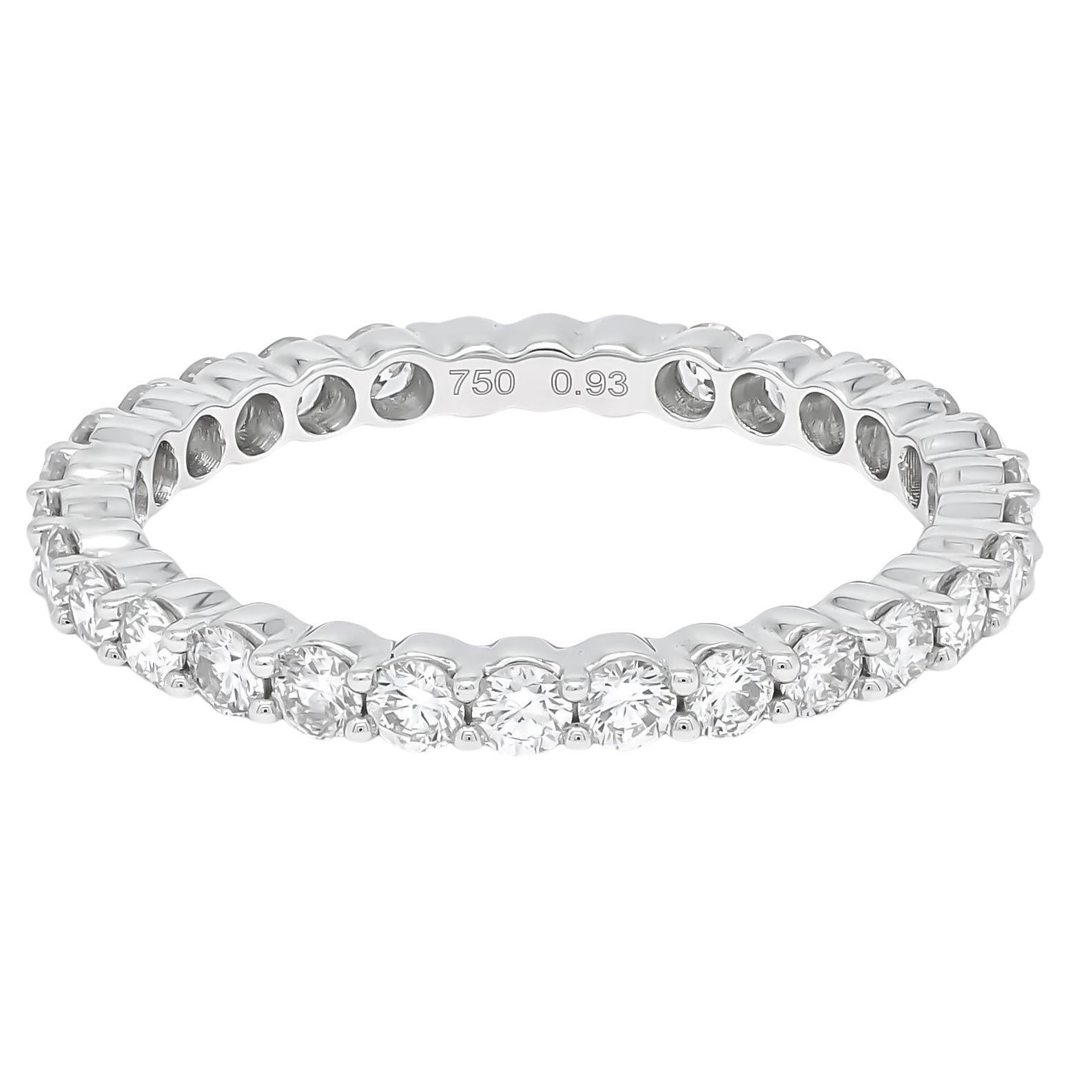 Diamante natural 0,93 quilates Alianza de oro blanco de 18 quilates