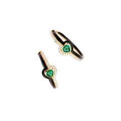 18K Gold Diamond 0.93ct & Emerald 0.73ct Stud Earrings, New Design