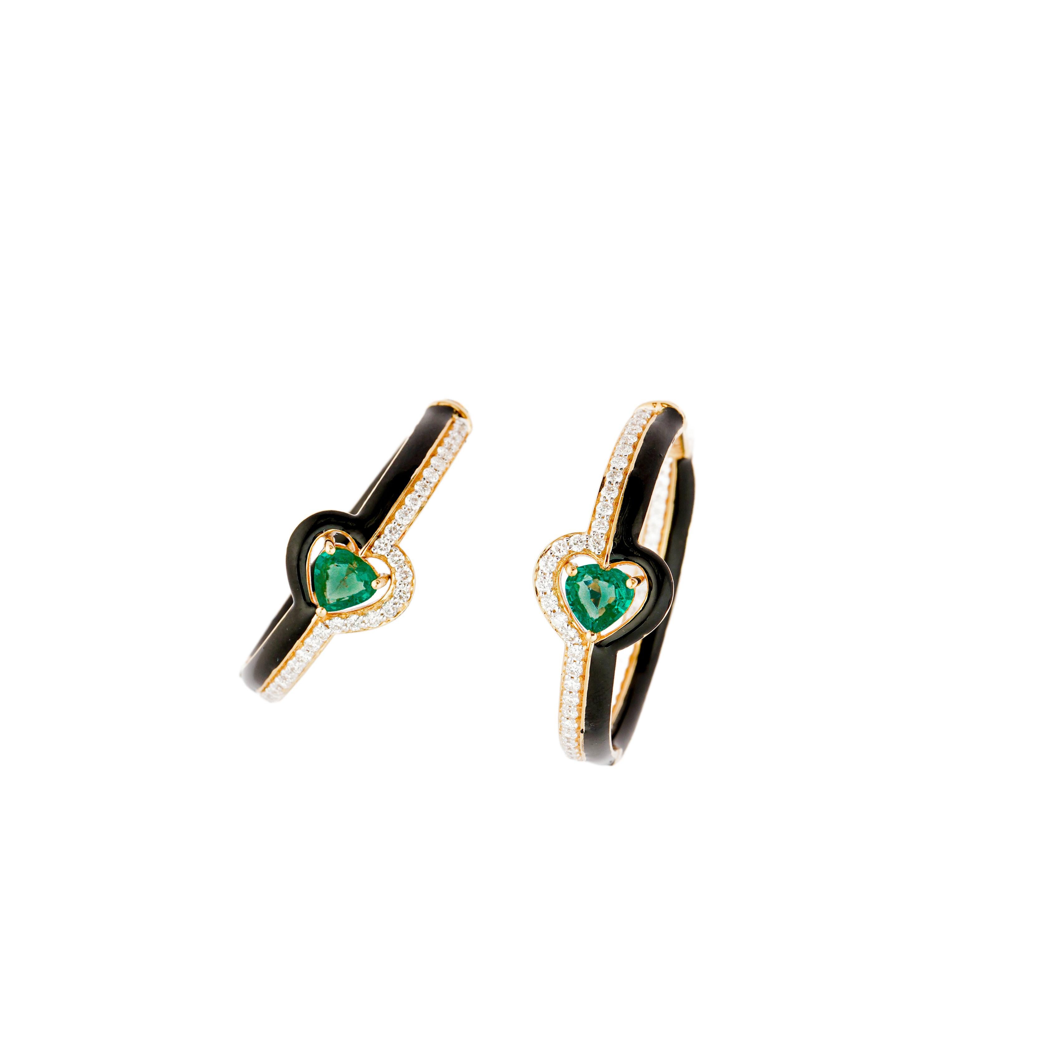Pendiente de diamante natural de 0,93cts y esmeralda de 0,73cts en oro de 18k en Nuevo estado para la venta en New York, NY