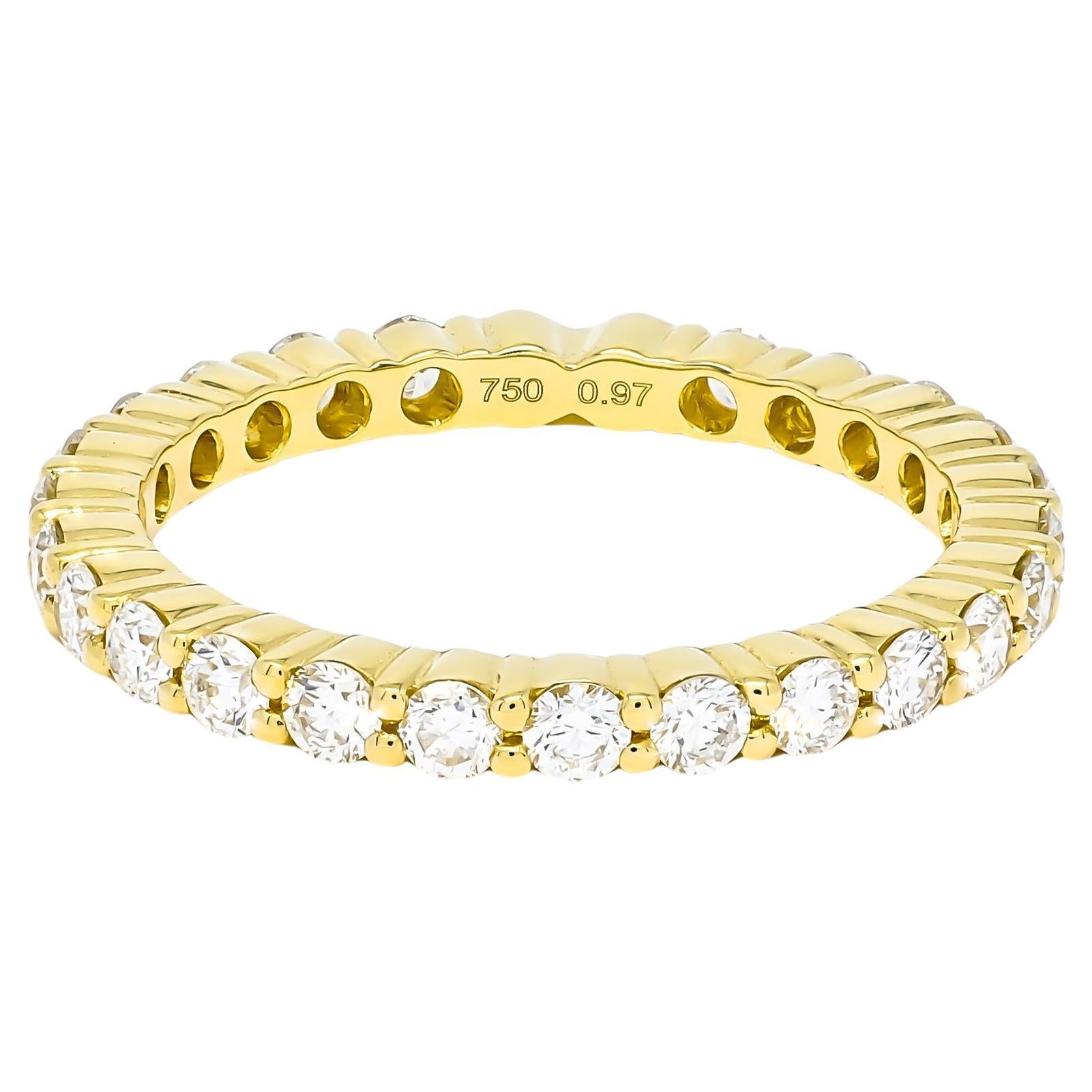 Anneau de mariage éternel en or jaune 18KT avec diamant Nature 0.97 carats