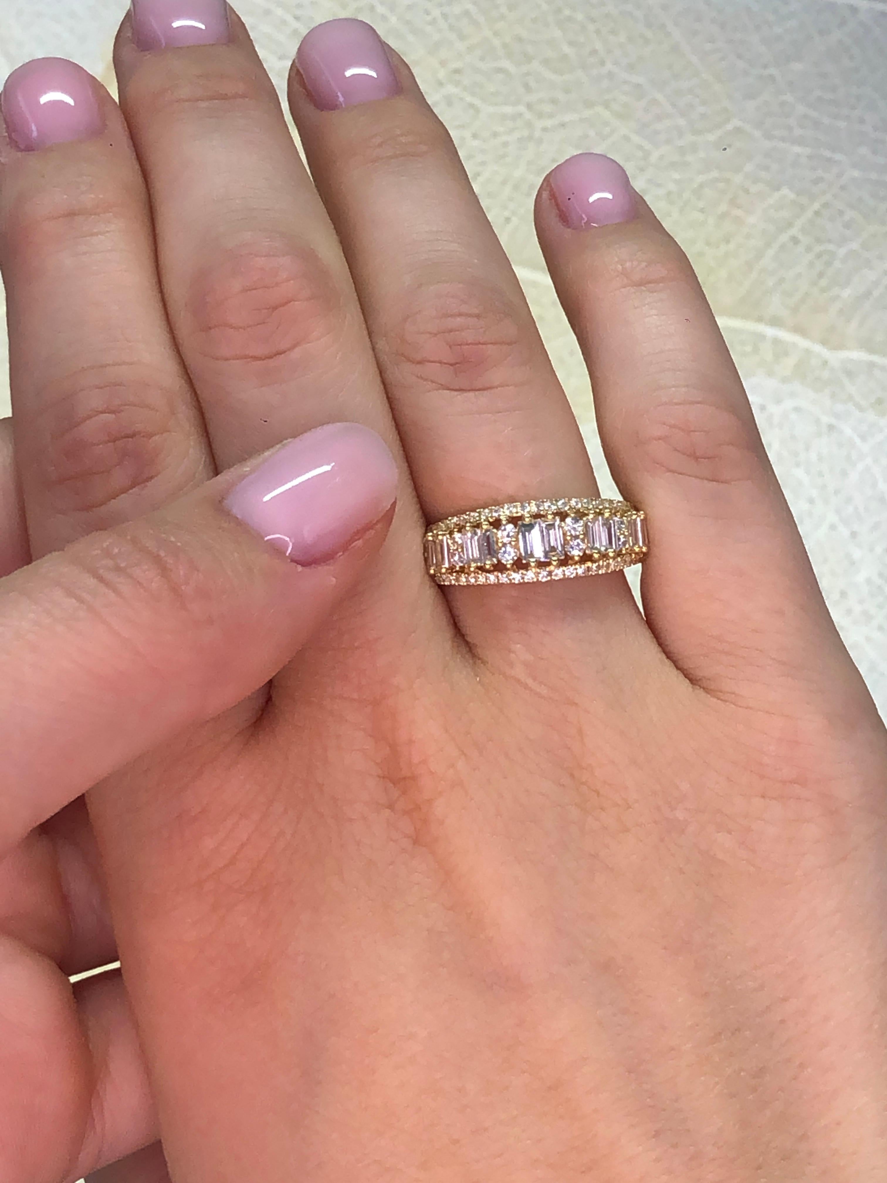 Alliance d'anniversaire de mariage Art déco en or blanc 18 carats avec diamant naturel de 1,00 carat en vente 6