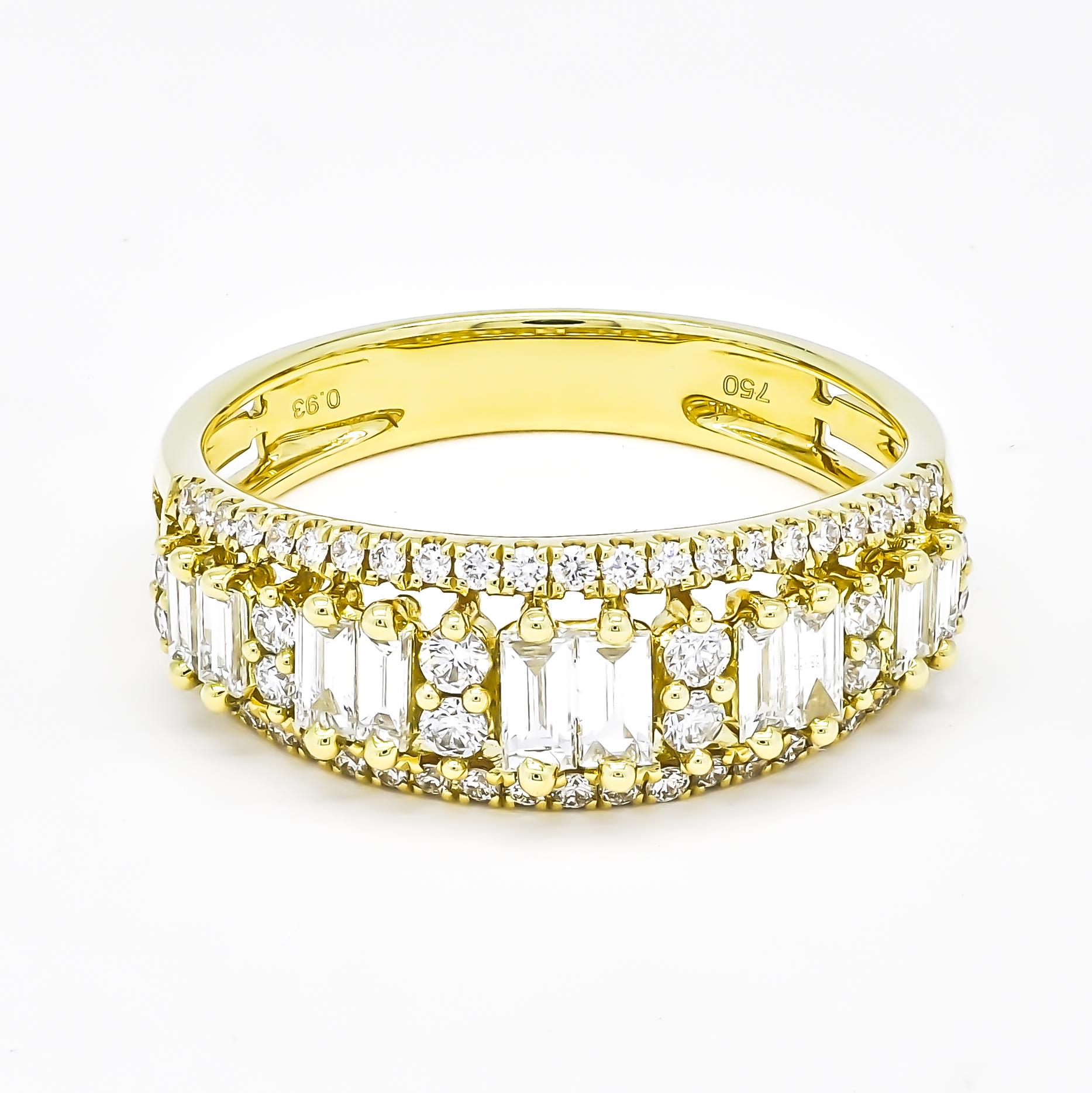 Alliance d'anniversaire de mariage Art déco en or blanc 18 carats avec diamant naturel de 1,00 carat en vente 4