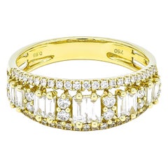 Alliance d'anniversaire de mariage Art déco en or blanc 18 carats avec diamant naturel de 1,00 carat