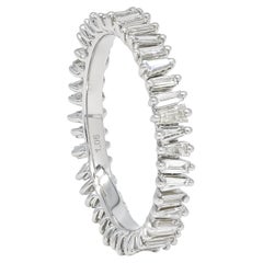 Anillo de oro blanco de 18 quilates con diamante natural de 1,00 quilates y diamante baguette