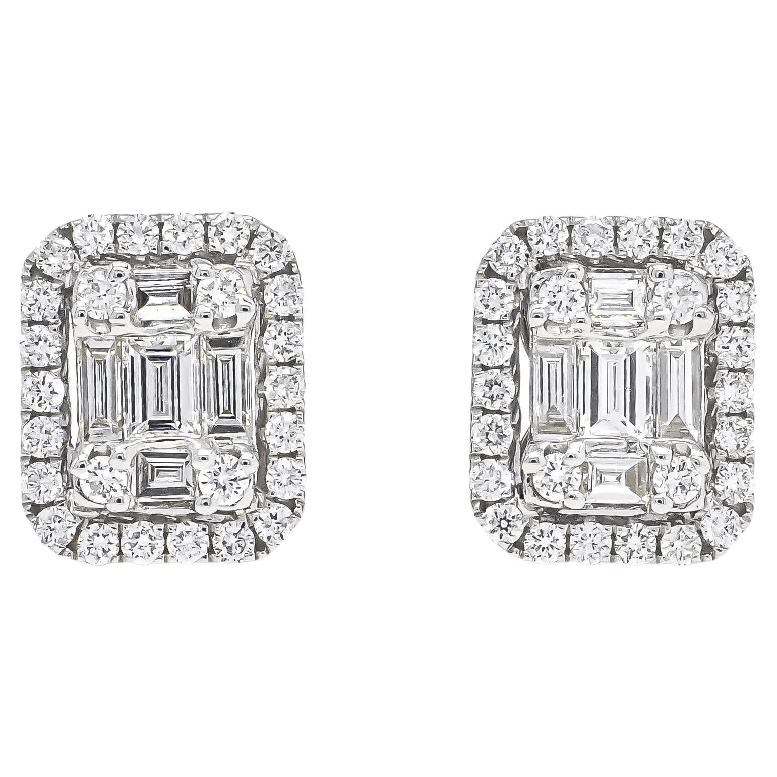 Pendientes de oro blanco de 18 quilates con un diamante natural de 1,00 quilates