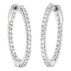 Diamante naturale da 1,00 carati in oro bianco 18KT con orecchino a cerchio e fuori