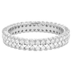 Natural Diamond 1.00 carats 18KT White Gold Two Row Beads Wedding Band Ring