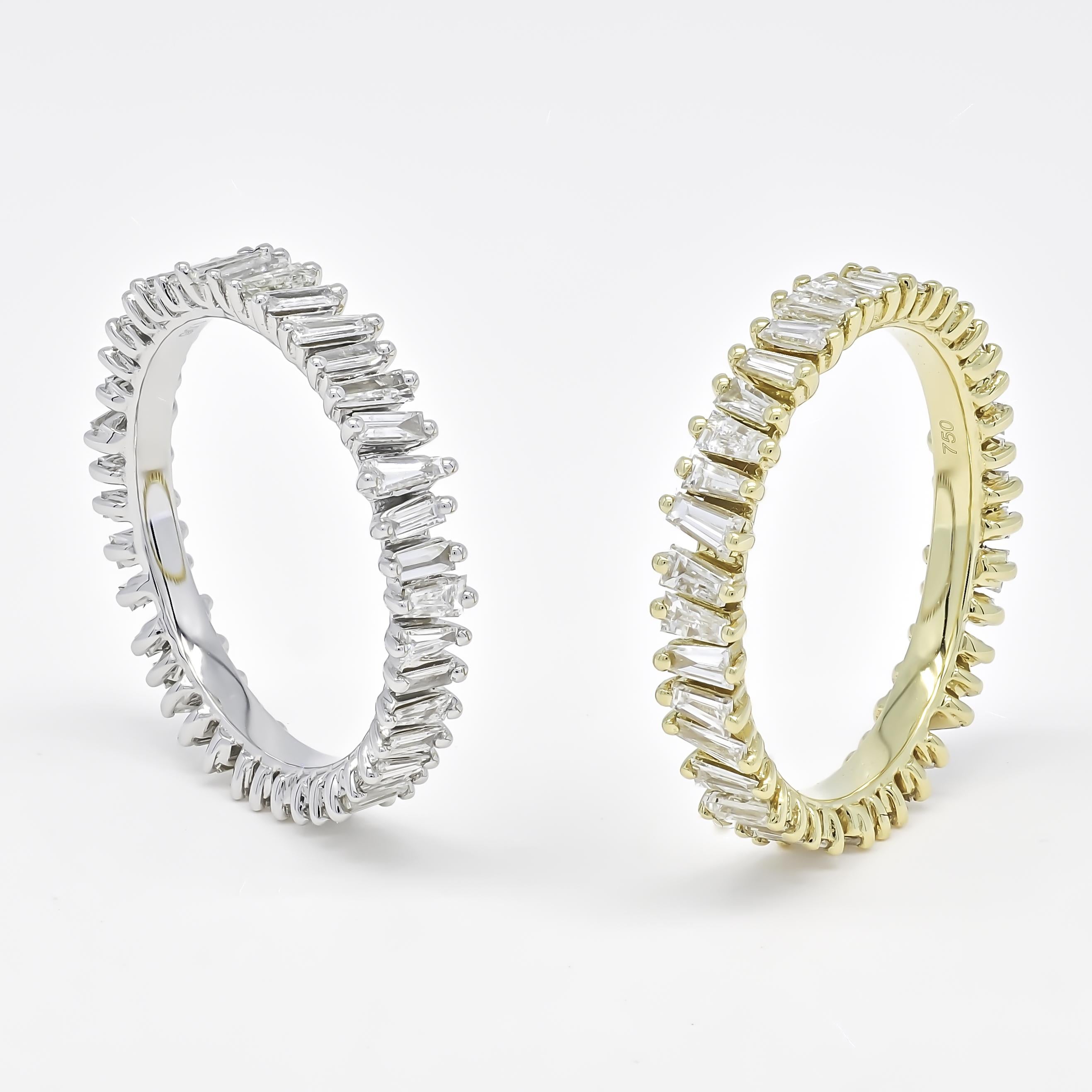 Natural Diamond 1.00 carats 18KT Yellow Gold Baguette Full Eternity Band Ring For Sale 1