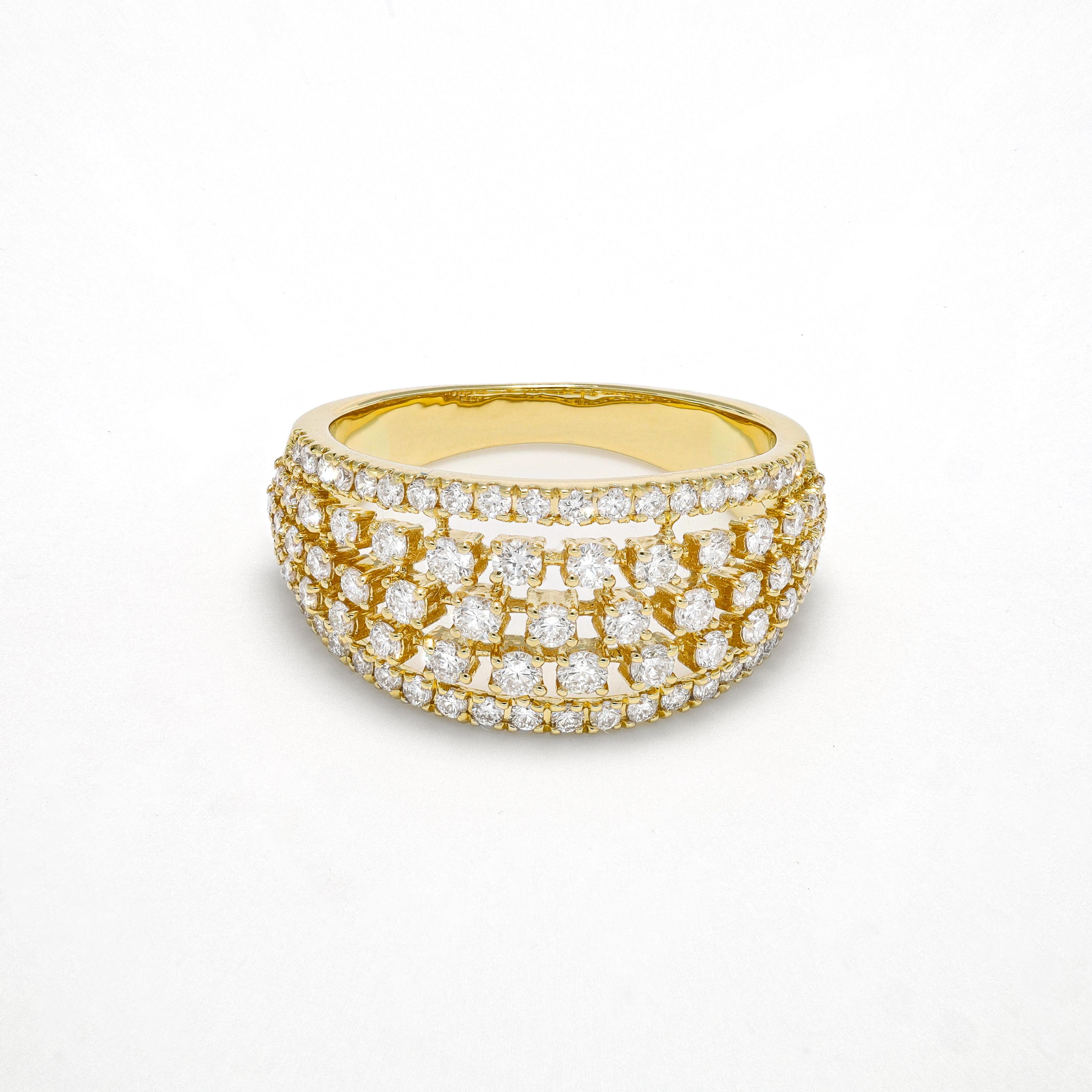 Bague fantaisie en or jaune 18 carats avec diamant naturel de 1,01 carat en vente 1