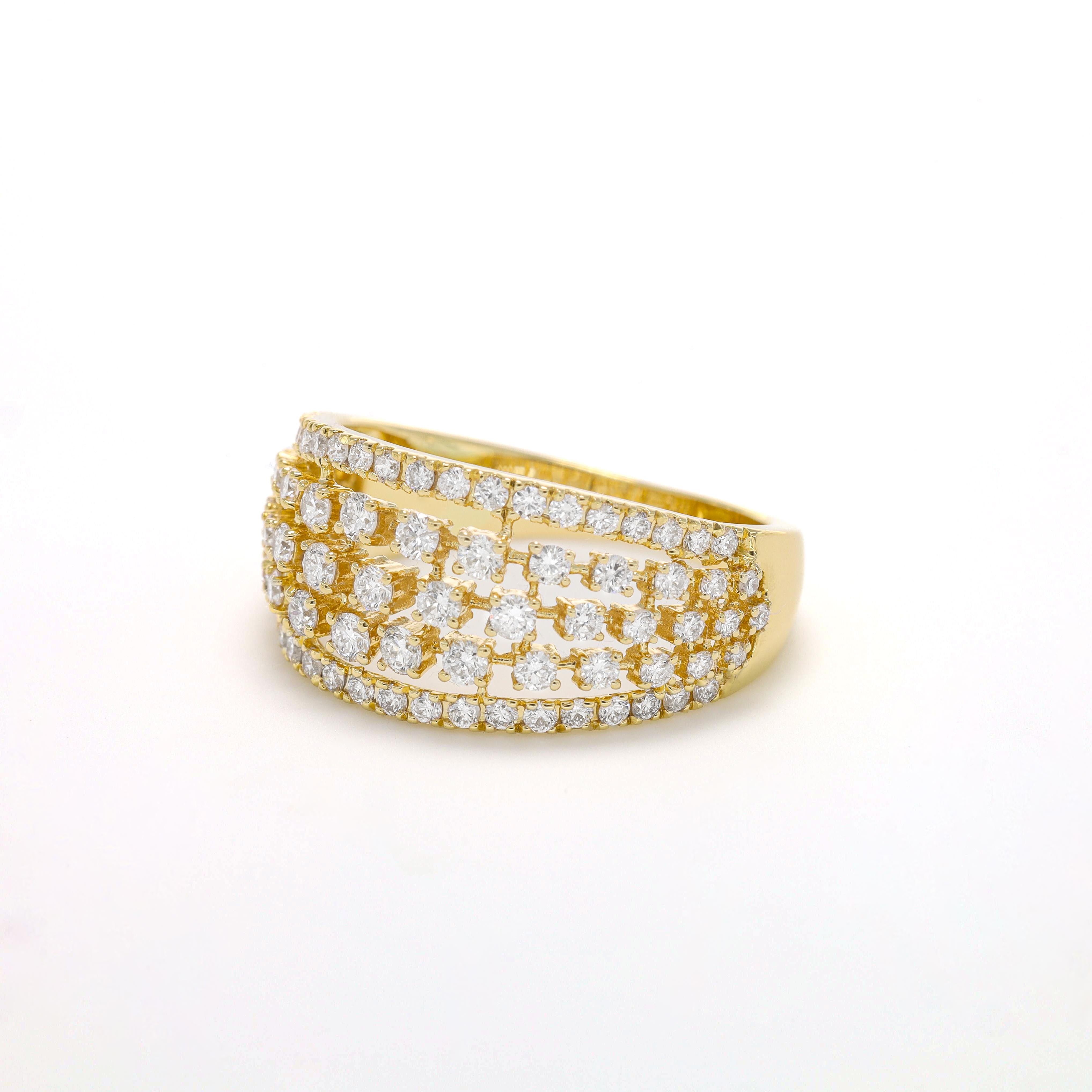 Bague fantaisie en or jaune 18 carats avec diamant naturel de 1,01 carat en vente 2