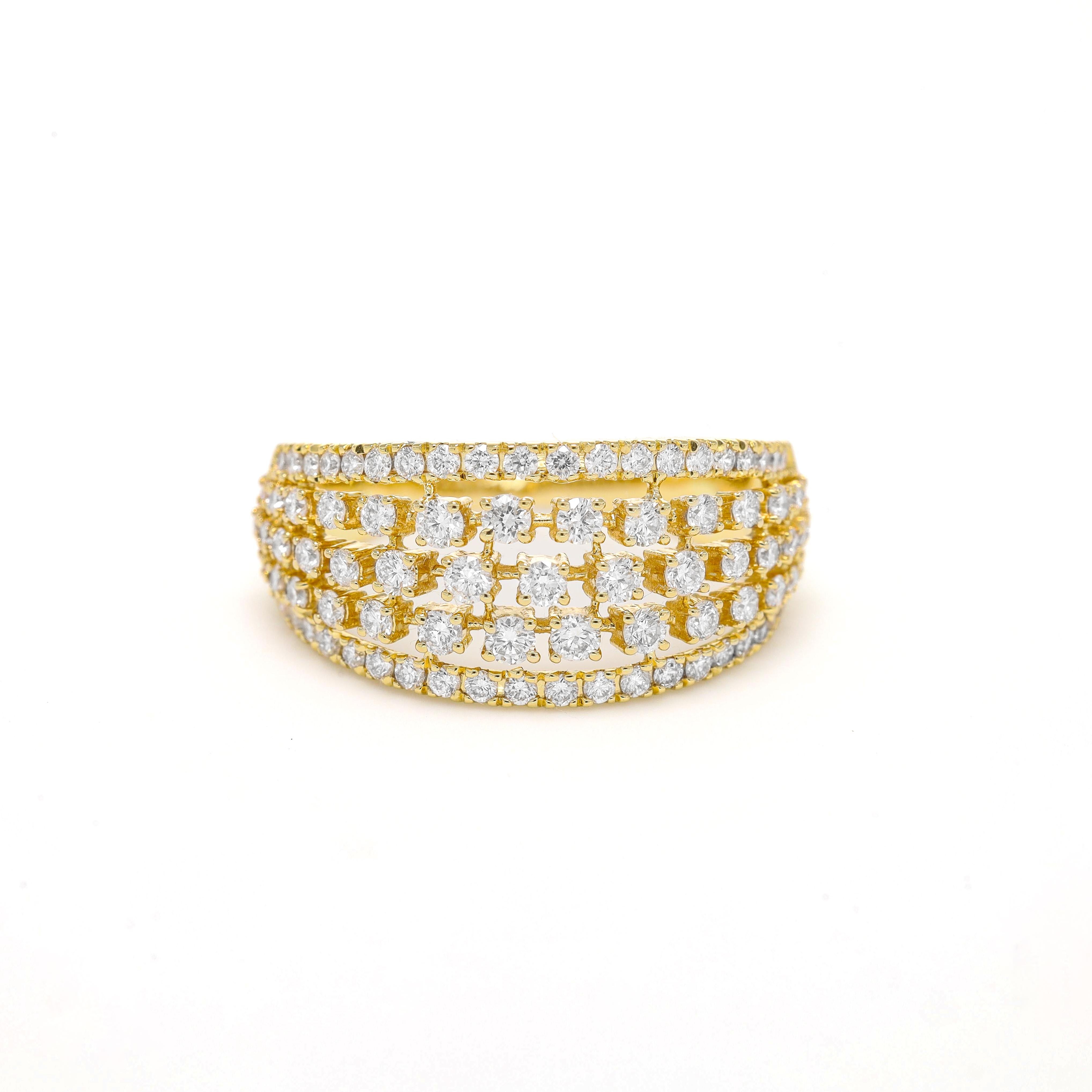 Bague fantaisie en or jaune 18 carats avec diamant naturel de 1,01 carat en vente 3