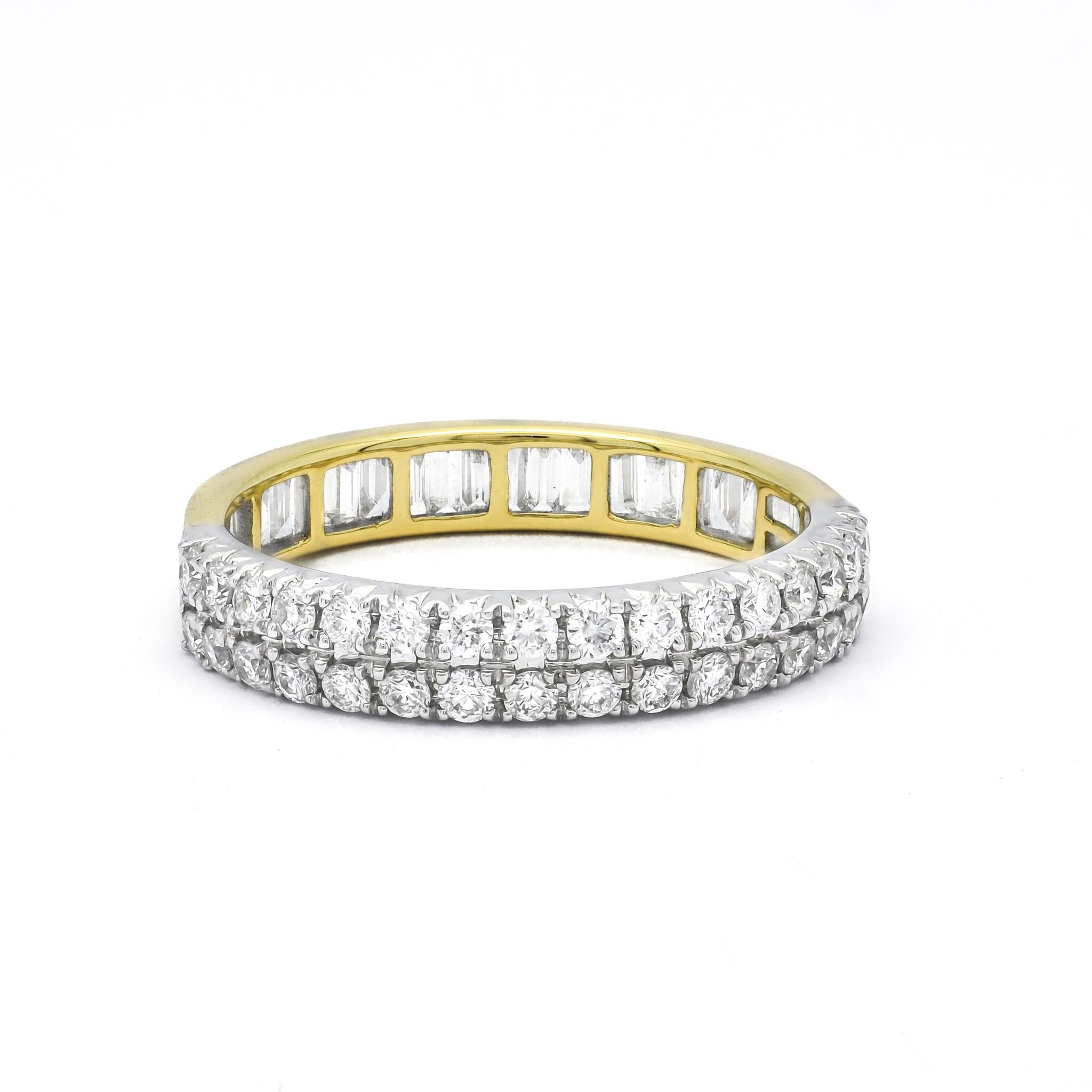 gold engagement ring with white gold wedding band