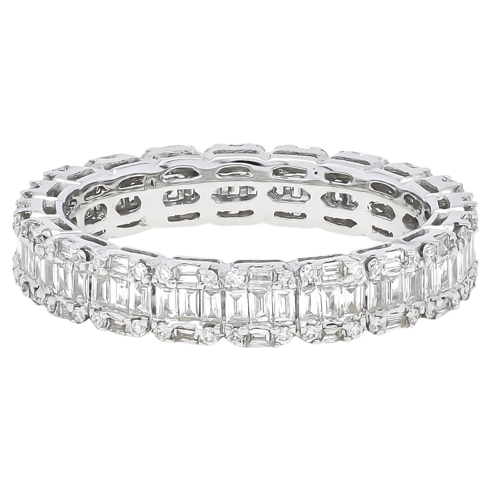 Natural Diamond 1.02 carats 18KT White Gold Cluster Full Eternity Band Ring For Sale
