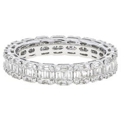 Bague d'éternité complète en or blanc 18 carats avec diamants naturels de 1,02 carat