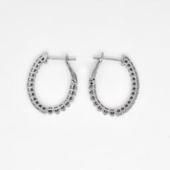 Natural Diamond 1.02 Carats 18KT White Gold 'In and out' Hoop Earrings