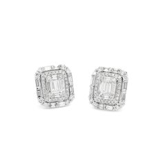 Pendientes de oro blanco de 18 quilates con diamante natural de 1,05 quilates