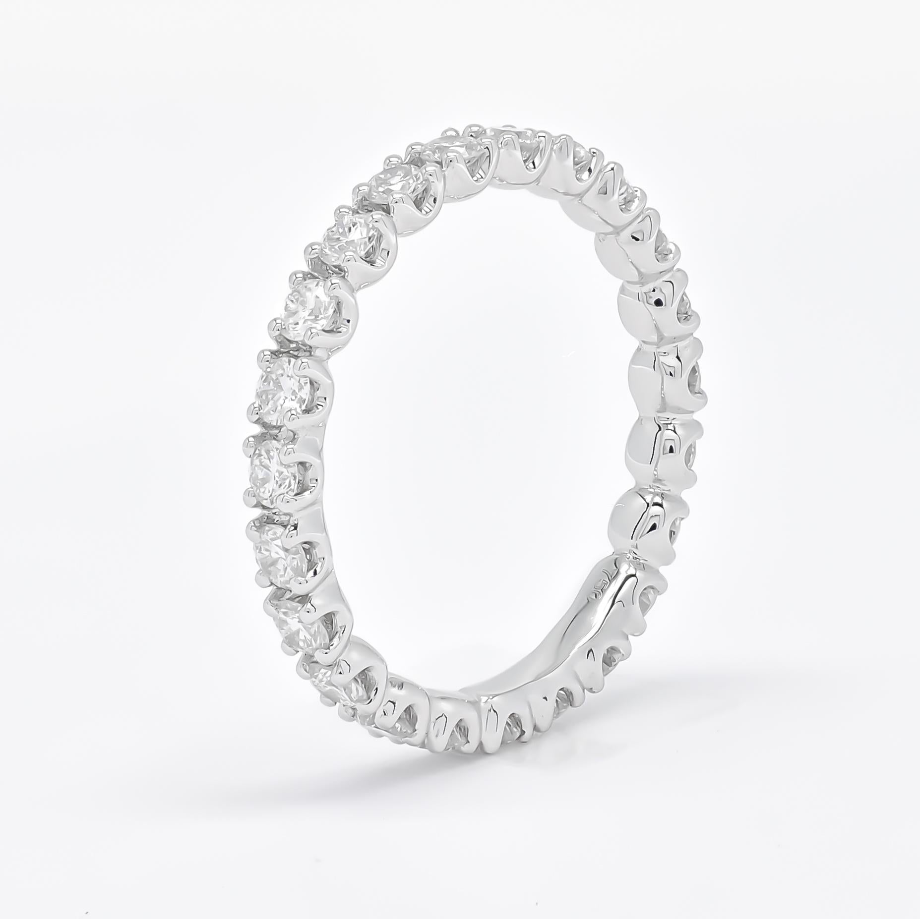 Modern Natural Diamond 1.06 carat 18 Karat White Gold Full Eternity Band Ring For Sale