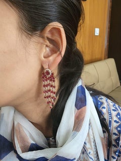 Natural Diamond 1.07cts & Ruby 11.14cts Earring in 18k Gold