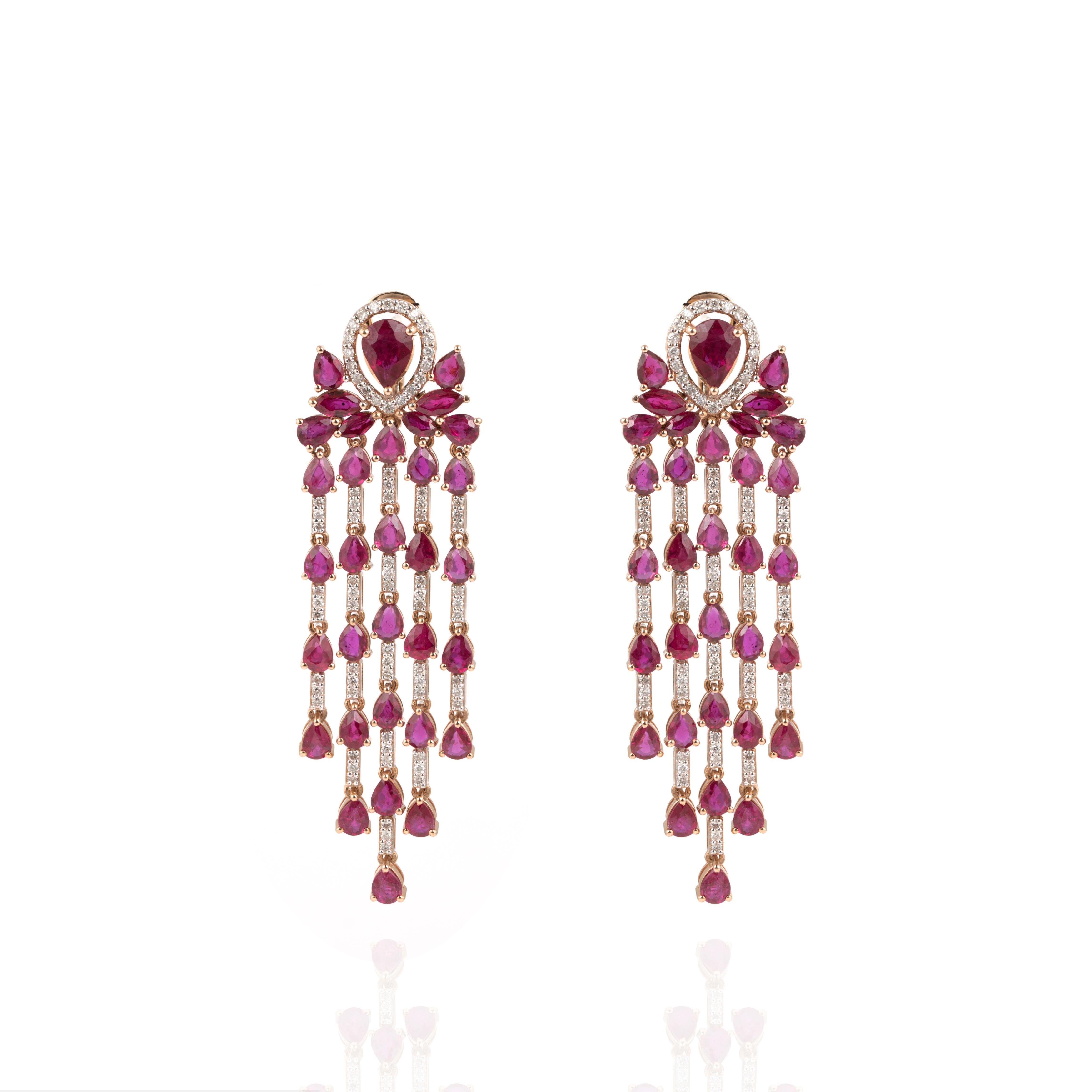 Women's Natural Diamond 1.07cts & Ruby 11.14gms in 18k Gold 18.94gms Earring For Sale