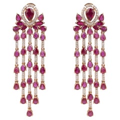 Natural Diamond 1.07cts & Ruby 11.14gms in 18k Gold 18.94gms Earring
