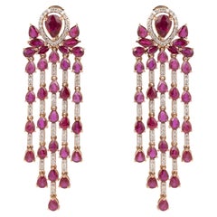 Natural Diamond 1.07cts & Ruby 11.14gms in 18k Gold 18.94gms Earring