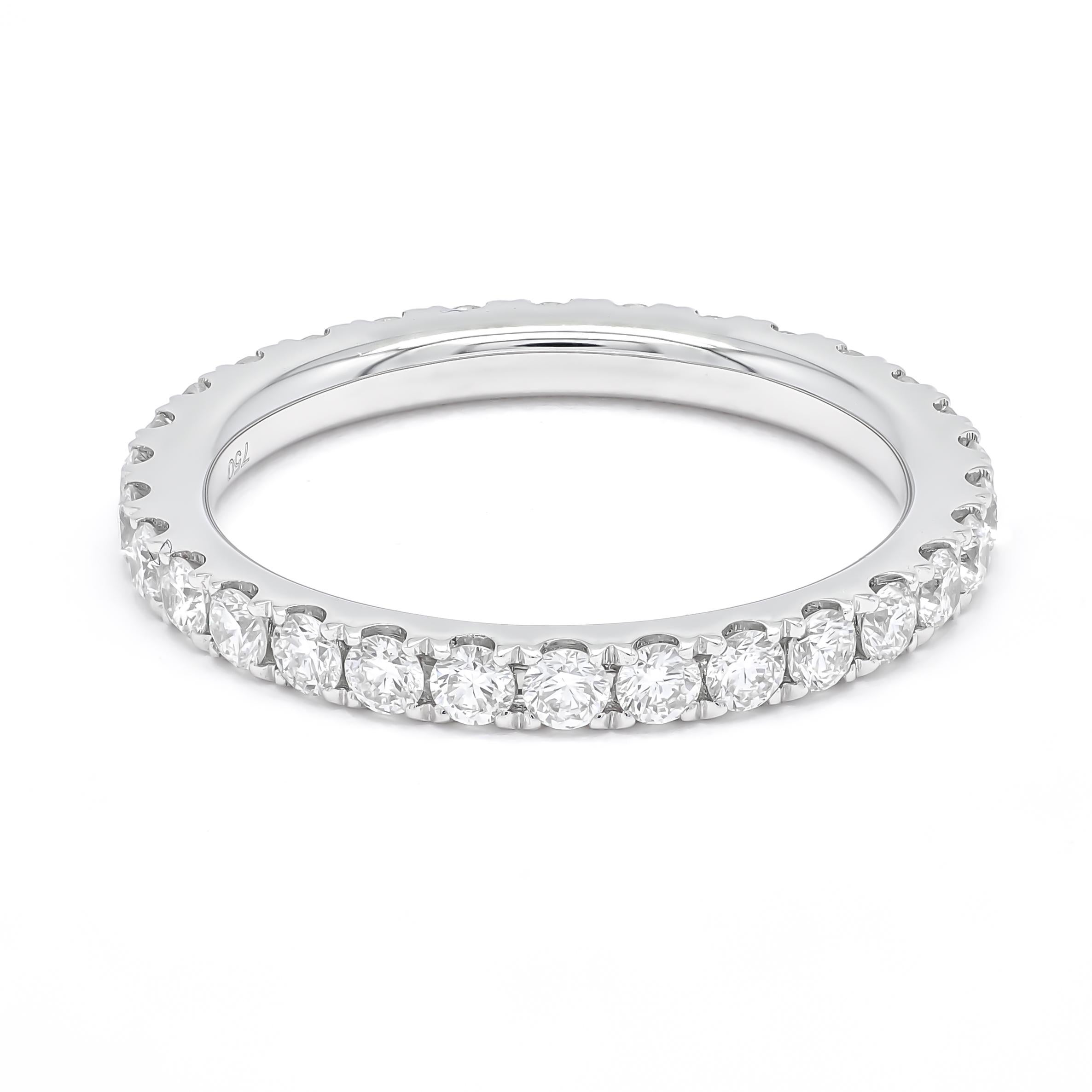 Natural Diamond 1.10 carats 18 KT Yellow Gold Full Eternity Band Ring For Sale 5