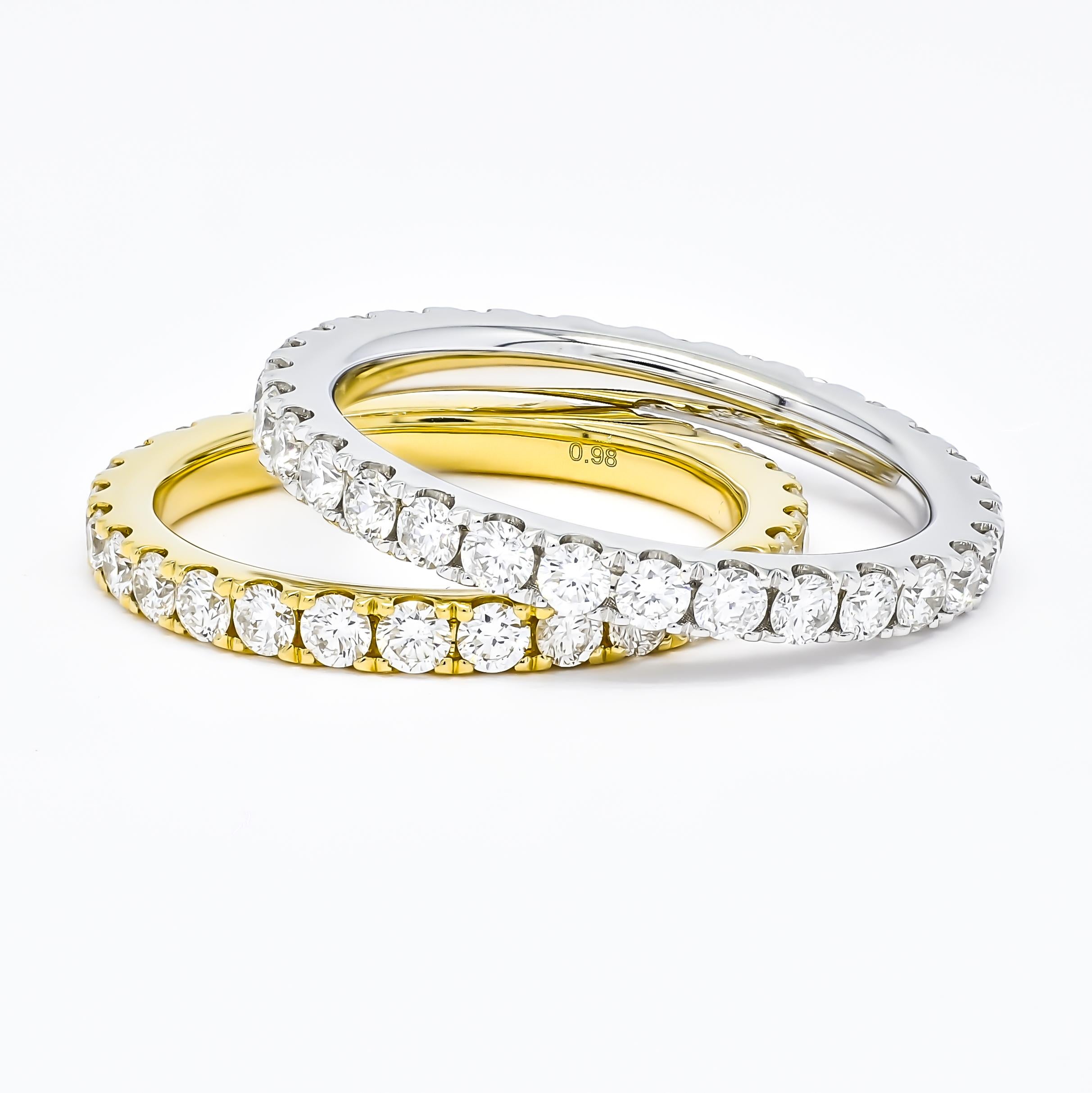 Modern Natural Diamond 1.10 carats 18 KT Yellow Gold Full Eternity Band Ring For Sale