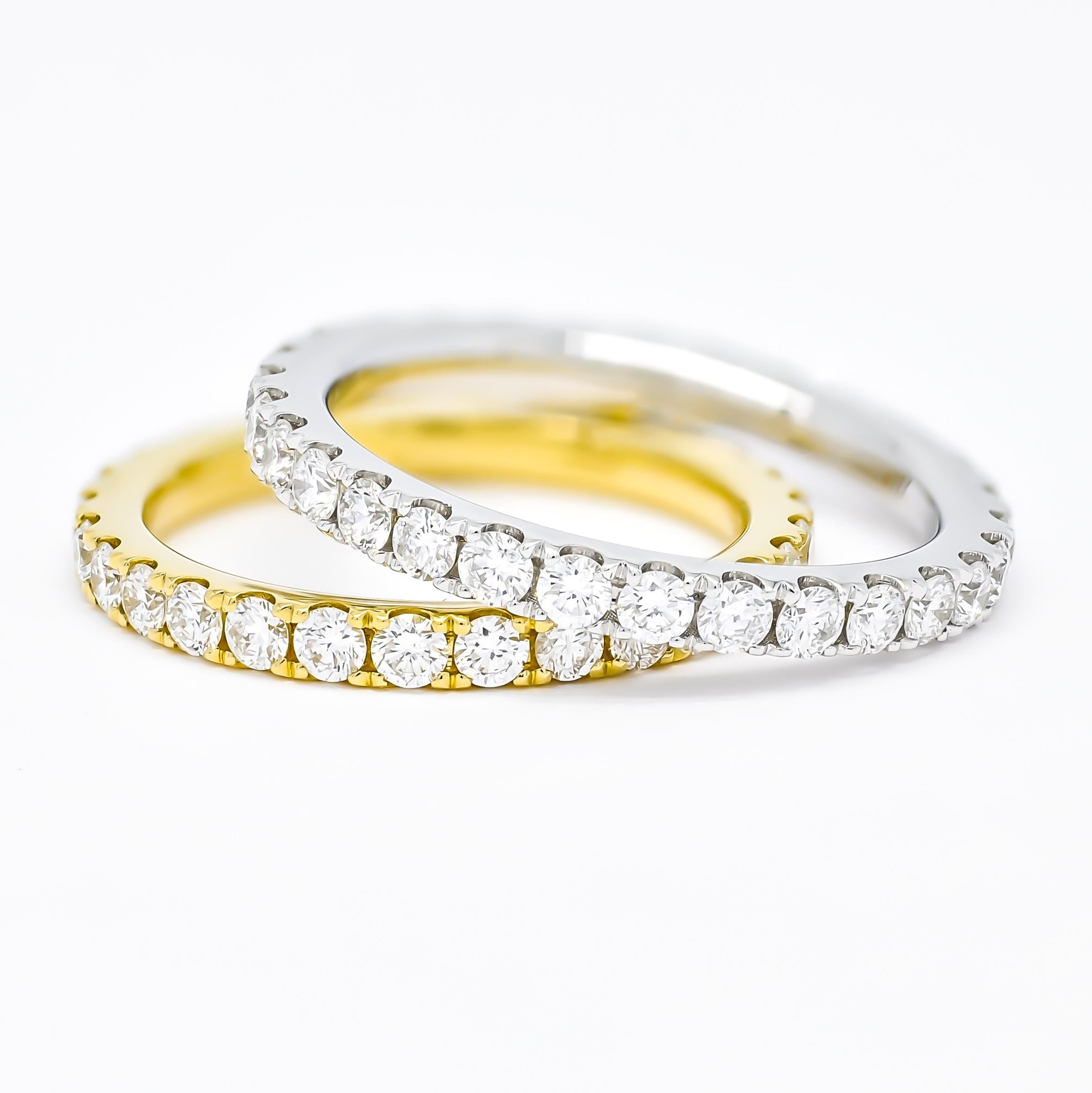 Women's Natural Diamond 1.10 carats 18 KT Yellow Gold Full Eternity Band Ring For Sale